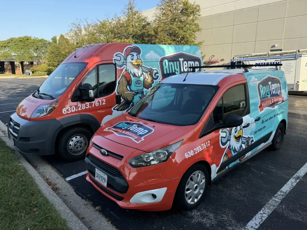 Side view of Any Temp's vehicle fleet