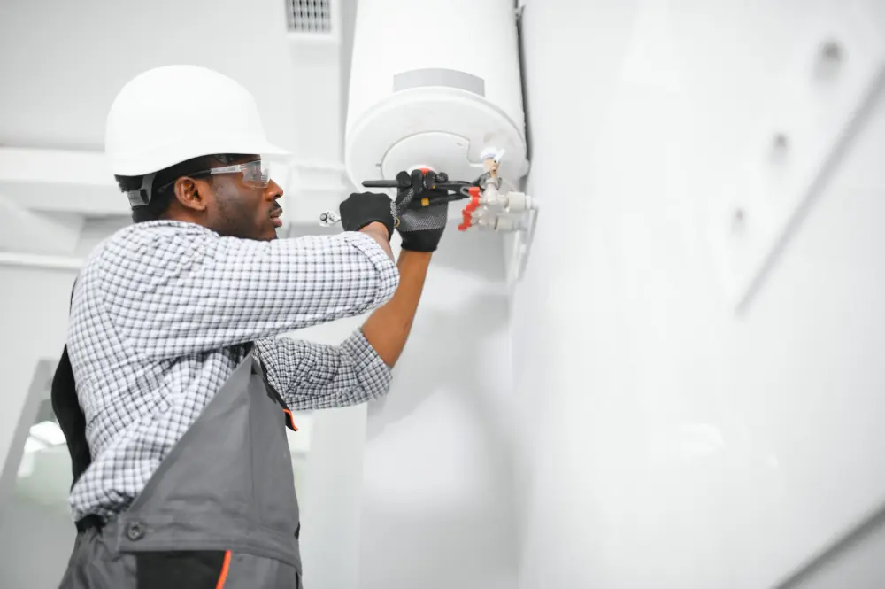 Professional repairing boiler