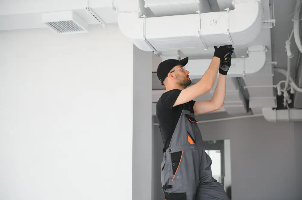 Technician working on commercial hvac