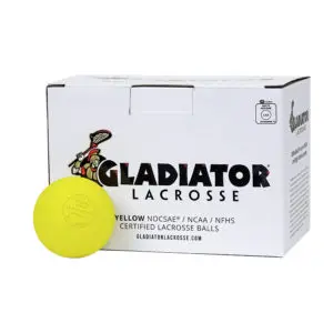 Gladiator Lacrosse® Box Of 12 Official Lacrosse Game Balls – Yellow – Meets NOCSAE Standards, SEI Certified