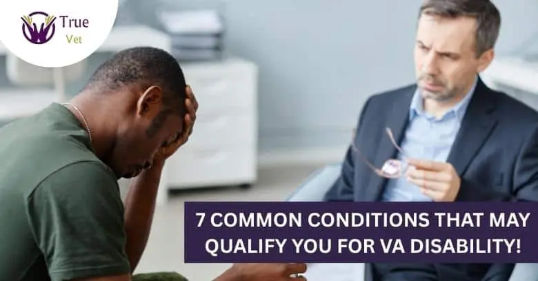 Veteran at VA disability consultation Veteran consulting with a doctor about VA disability conditions.