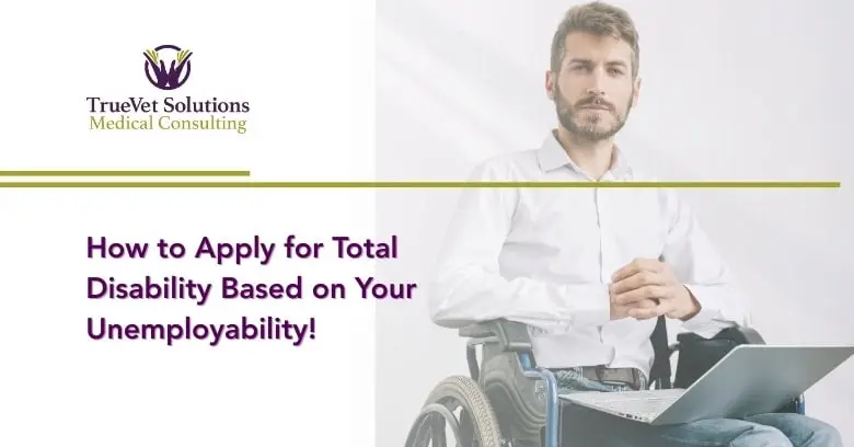Apply for Total Disability Due to Unemployability Man in wheelchair with laptop, applying for disability benefits.