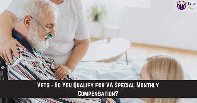 Veteran with oxygen mask and caregiver talking about VA benefits.
