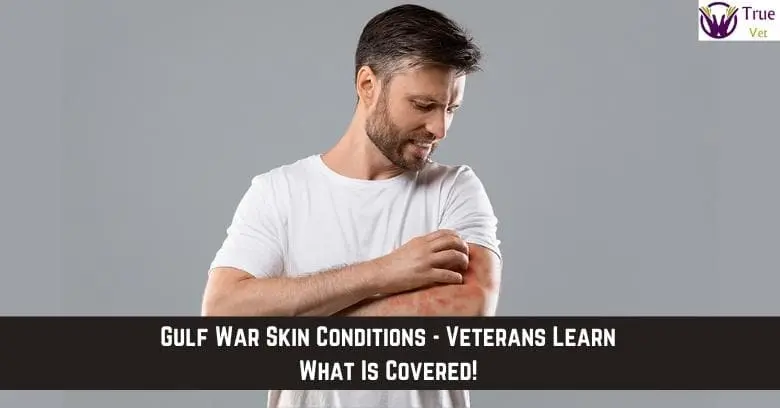 Gulf War Skin Conditions Awareness Veteran examining arm for Gulf War skin issues, raising awareness.