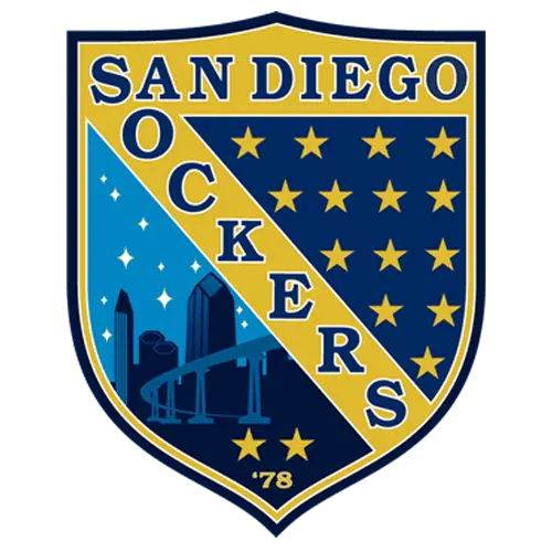 San Diego Ockers sports team logo with cityscape and stars.