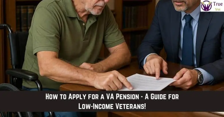 Veteran and advisor reviewing VA pension application documents.