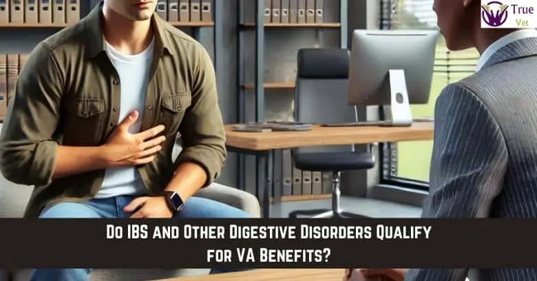 Stress-related health consultation with a veteran and doctor. Veteran discussing digestive issues with healthcare professional.