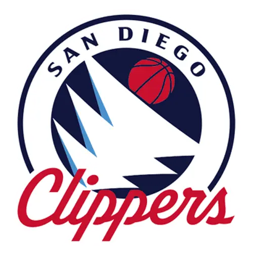 San Diego Clippers logo featuring a basketball and team name.