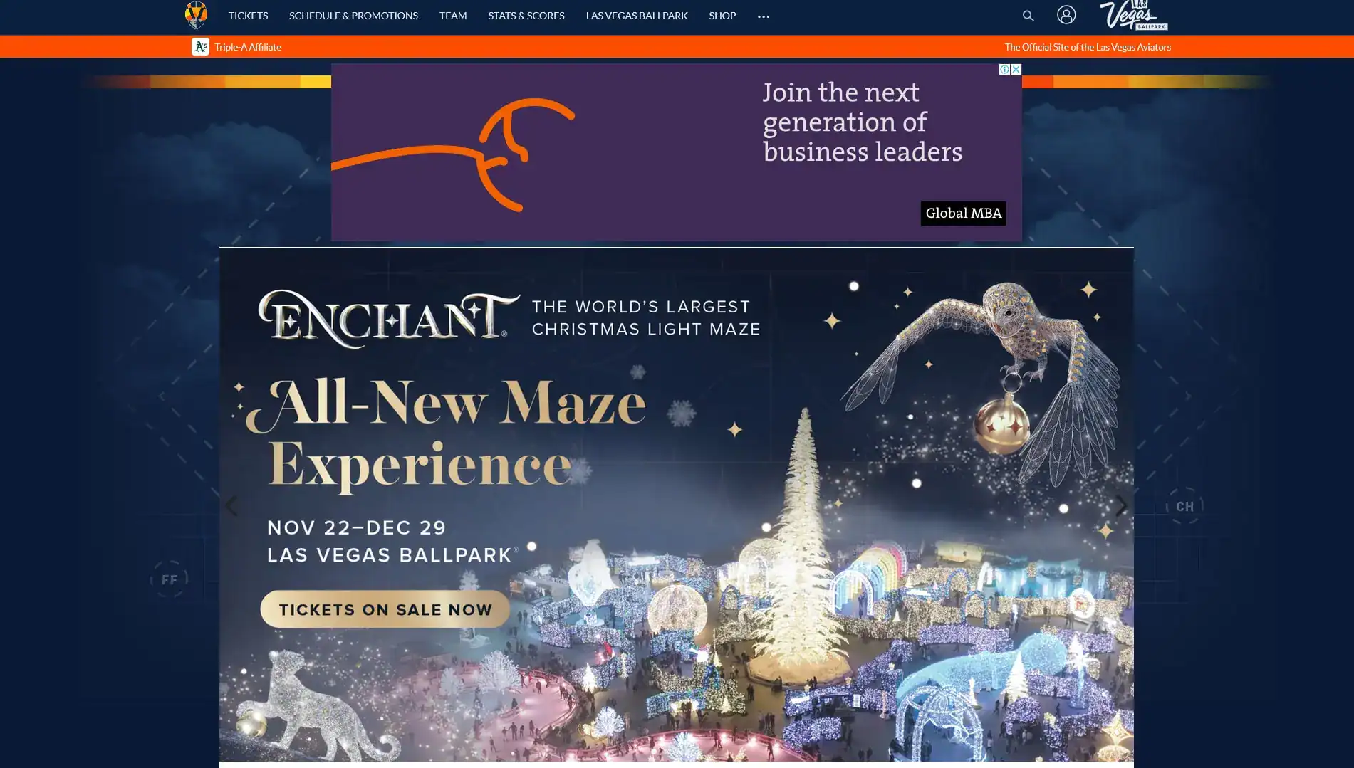 Enchanted Christmas light maze experience at Las Vegas Ballpark, open Nov 22-Dec 29, featuring holid.