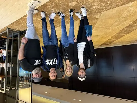 With fellow Titans members before the day kicks off