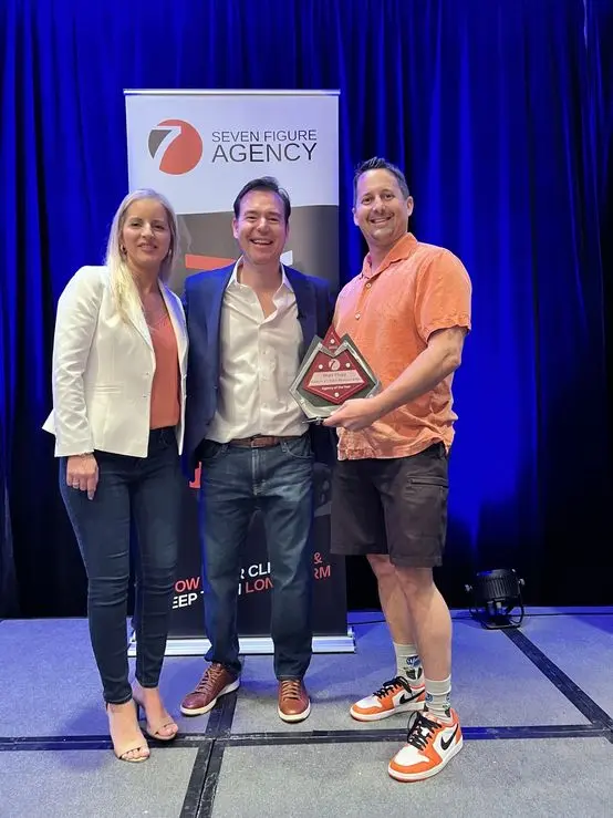Matt with Josh and Yesenia Nelson after America's Best Restaurants took Agency of the Year