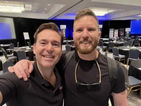 Austin with Josh Nelson before the room fills up