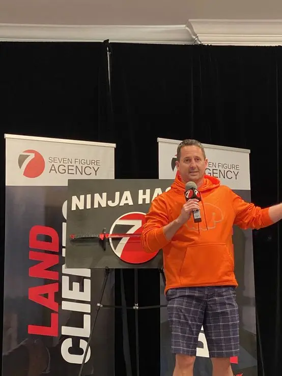 On the mic during a Ninja Hacks session