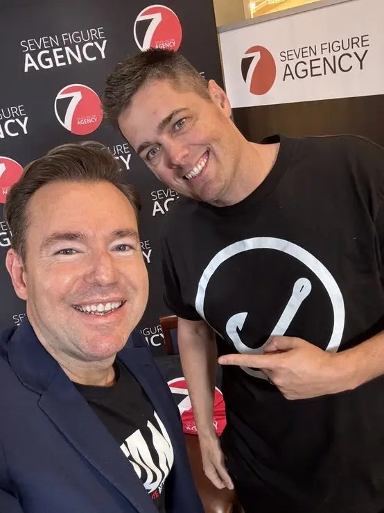 Backdrop shot with Josh Nelson at a Seven Figure Agency event