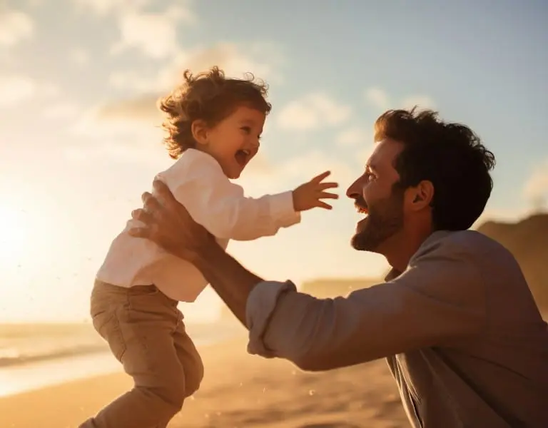 Family reviewing future plans with financial security from life insurance with living benefits.