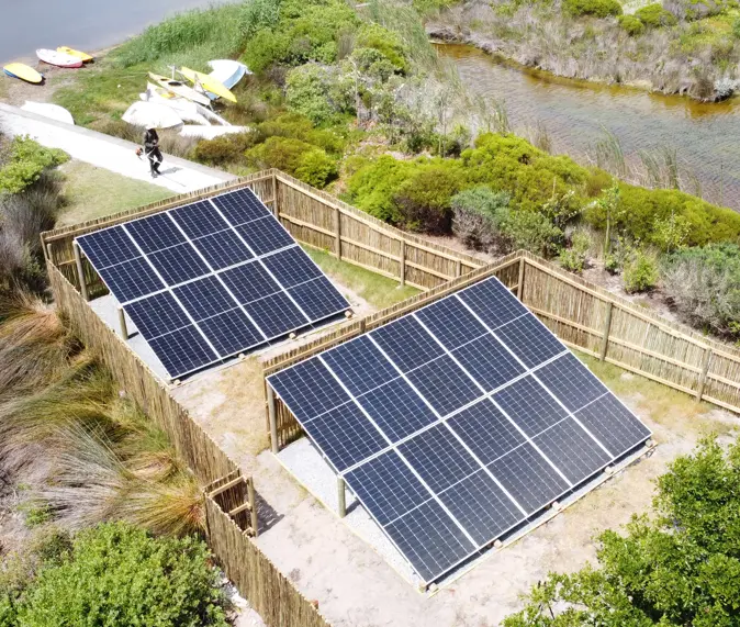 solar panels installed on the ground at an angle