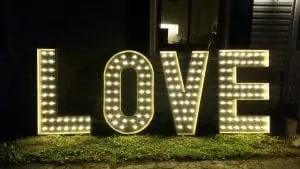 wedding love letters with lights