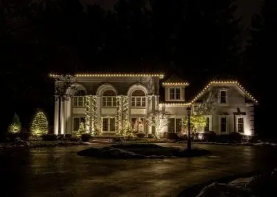 amazing entryway decorated for Christmas