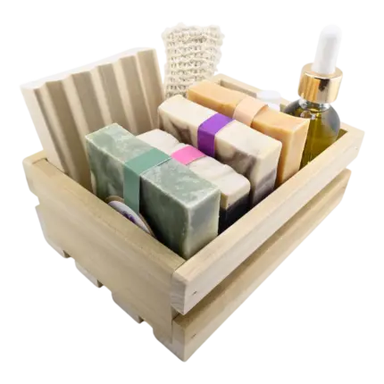 Botanical Comfort Gift Set with handmade soaps, botanical oil and accessories