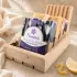 Plumera Citrus Soap Box with four handmade bars, wooden soap dish, sisal soap saver, and light wood gift box