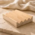 Handmade slotted poplar wood soap dish by Plumera Essentials