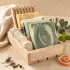 Botanical soap gift box with four handmade soaps, wooden box, soap dish and soap saver pouch