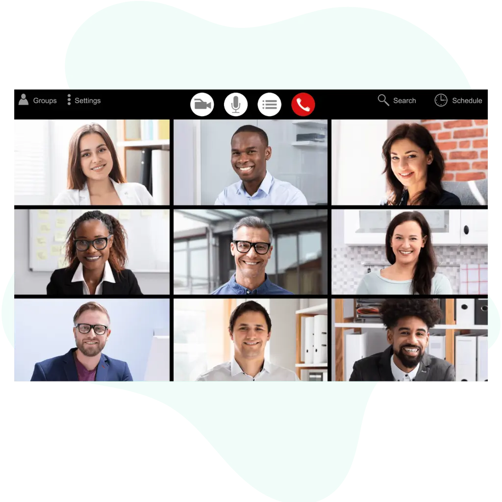 a video call screenshot of attendees attending an online conference