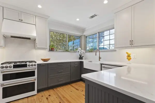 Grey and white cabinetry