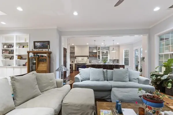 View of custom kitchen renovation in richmond hill, ga from living room