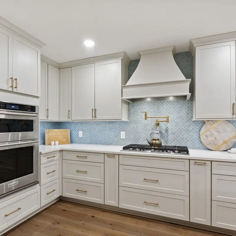 Coastal backsplash kitchen remodel