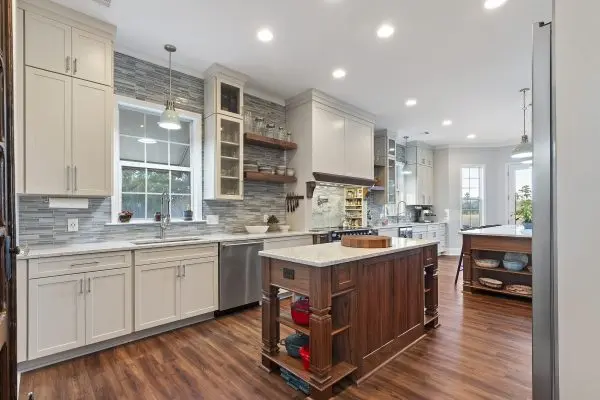 Custom kitchen renovation in Richmond Hill GA with two islands
