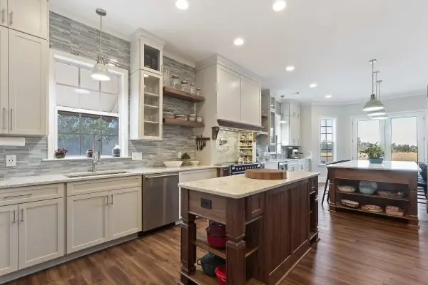 custom kitchen renovation with two islands in richmond hill, ga