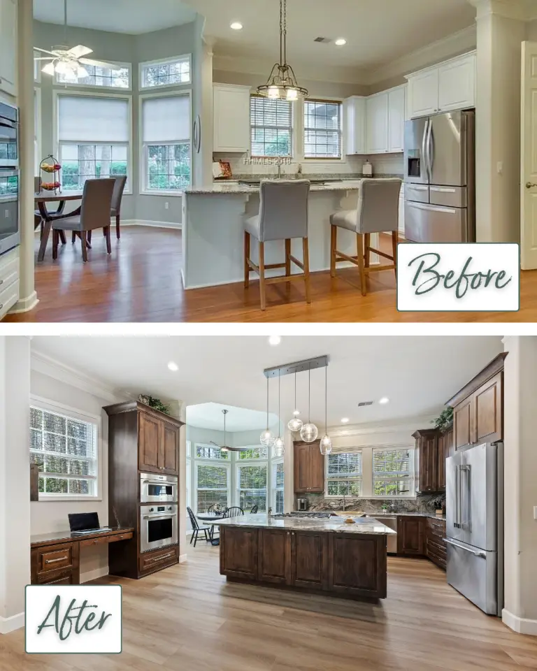 Stained Cabinetry Before and After