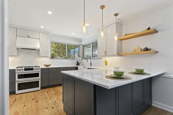 Gray and white cabinetry