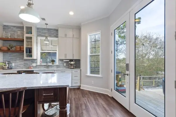 custom kitchen remodel with natural light and large island