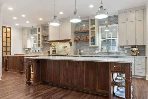 Custom kitchen renovation in Richmond Hill GA with two islands