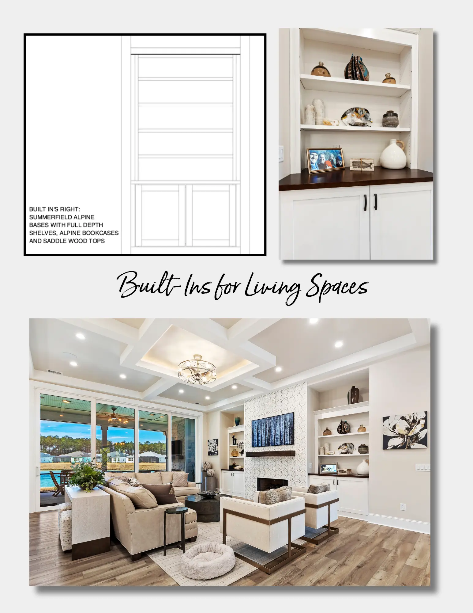 custom living room built in cabinets
