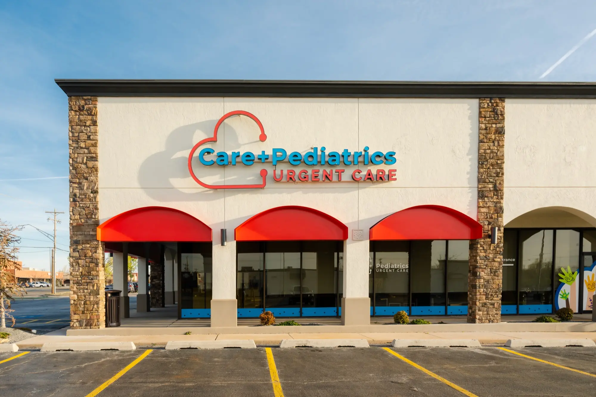 The Care+ Pediatrics Urgent Care storefront at the North OKC clinic