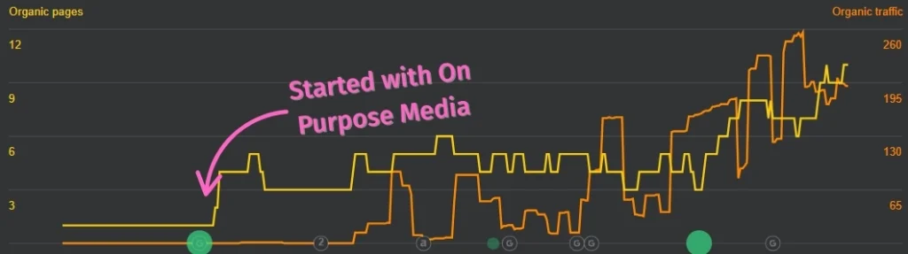 Organic traffic growth for one of our clients