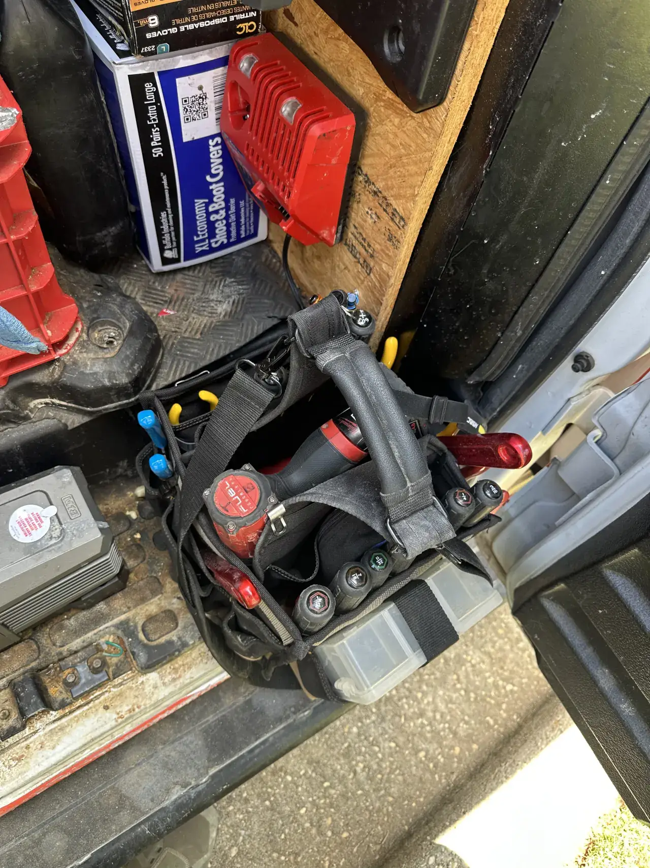 Tools in the back of a van