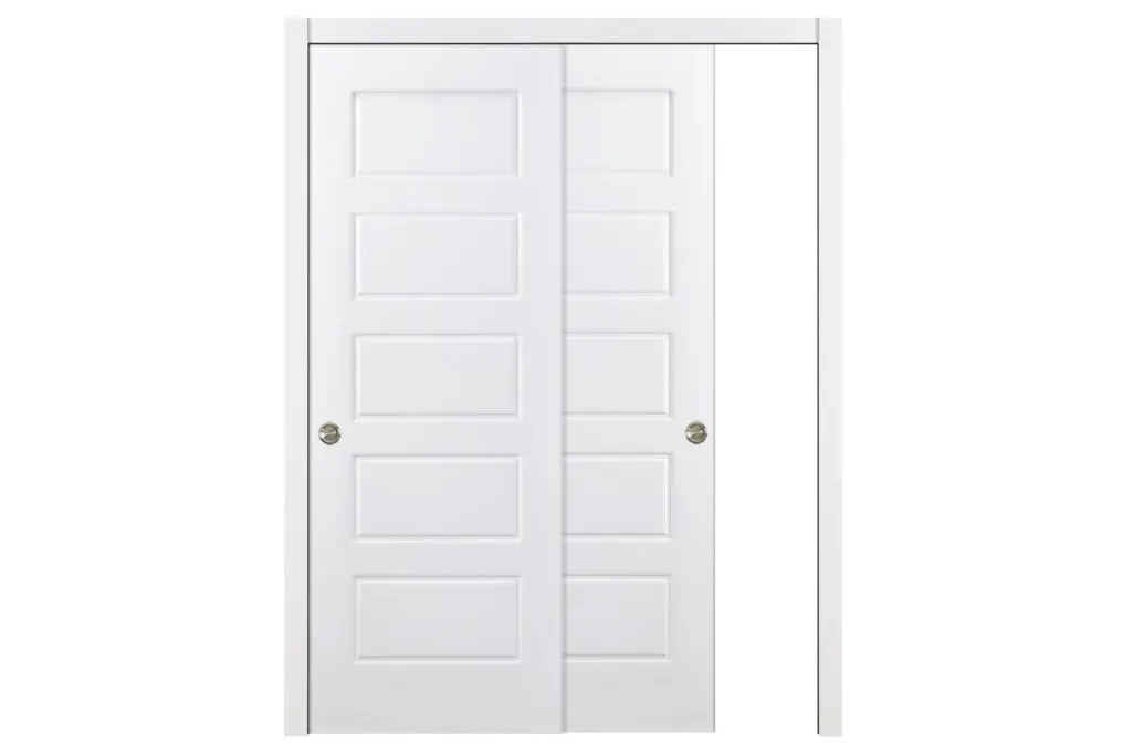 Nova 5 Panel Soft White Laminated Traditional interior Door - Bypass Door