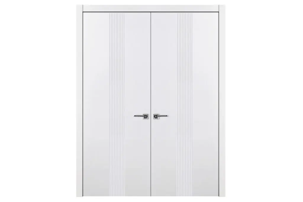 Nova M-34 Soft White Laminated Modern Interior Door - Double Door
