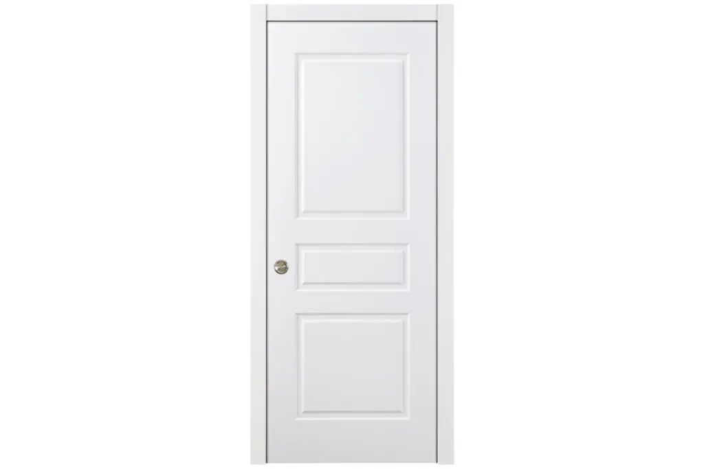 Nova 3 Panel Soft White Laminated Traditional interior Door - Single Pocket