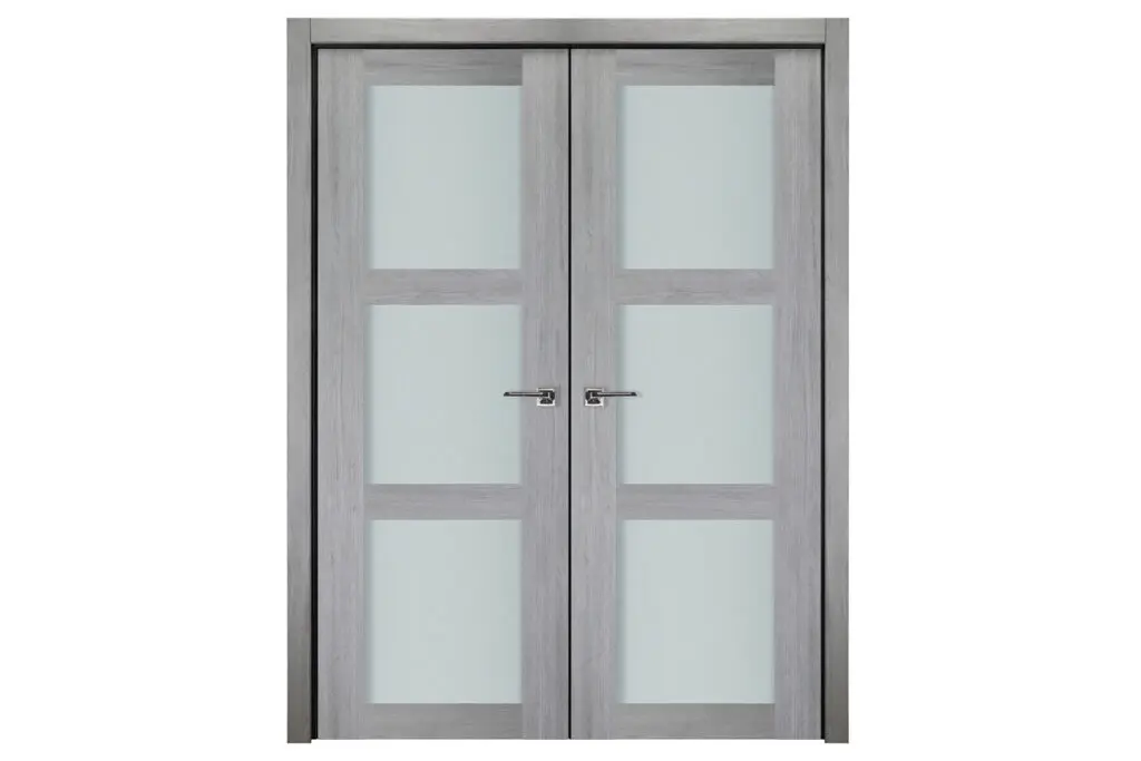 Nova Italia Vetro 3 Lite Light Grey Laminate Interior Door - Double Door