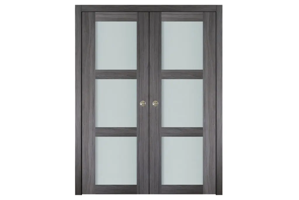 Nova Italia Vetro 3 Lite Swiss Elm Laminate Interior Door - Double Pocket