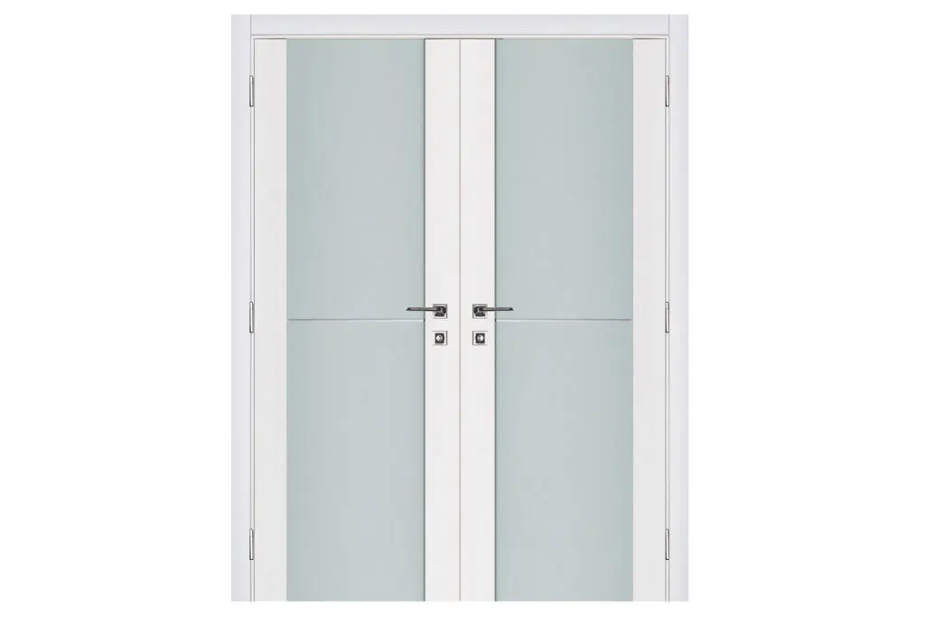 Nova Triplex 002 Soft White Laminated Modern Interior Door - Double Door