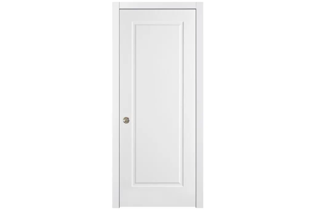 Nova 1 Panel Soft White Laminated Traditional Interior Door - Single Pocket