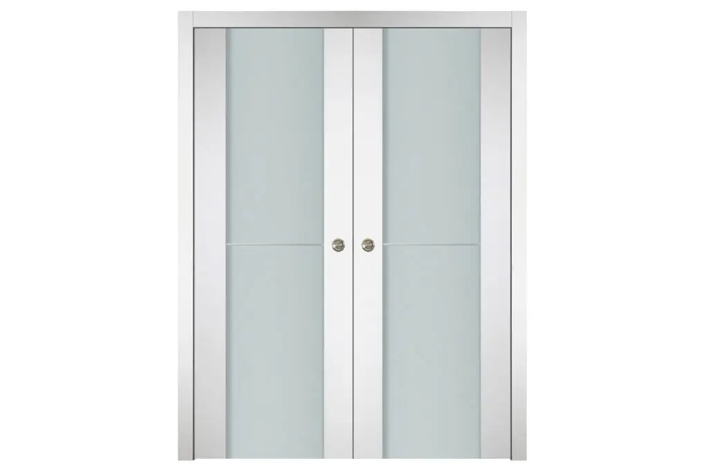Nova Italia Vetro 1H Alaskan White Laminate Interior Door - Double Pocket