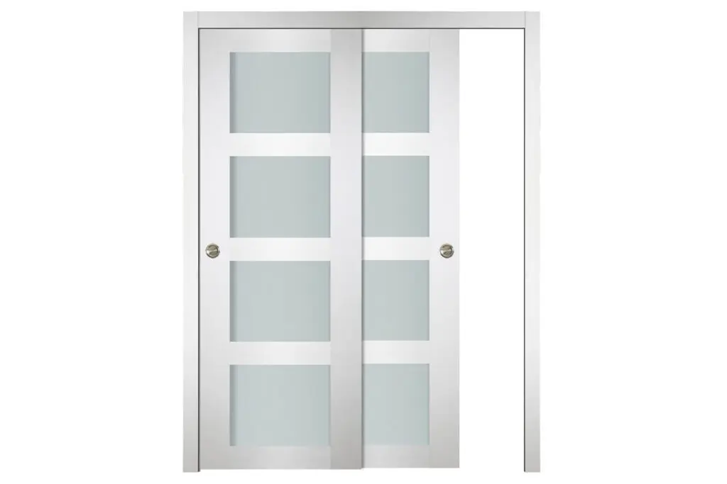 Nova Italia Vetro 4 Lite Alaskan White Laminate Interior Door - Bypass Door