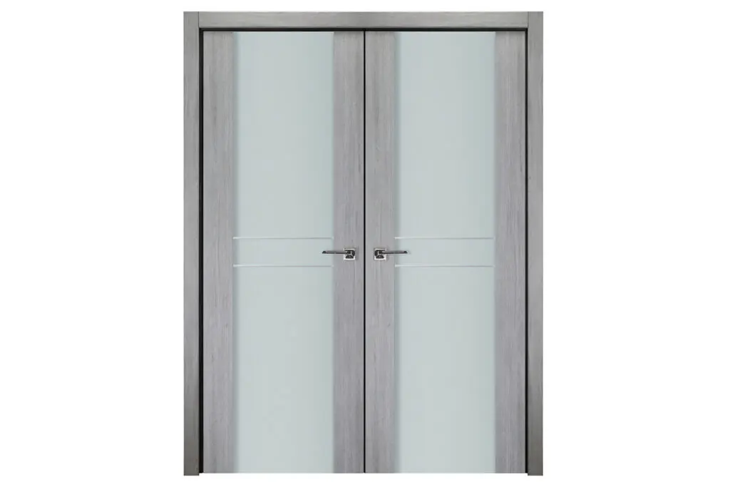 Nova Italia Vetro 2HC Light Grey Laminate Interior Door - Double Door